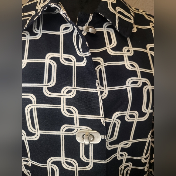 George by Mark Eisen Lightweight Goemetric Trench Coat Size Medium - Picture 4 of 10